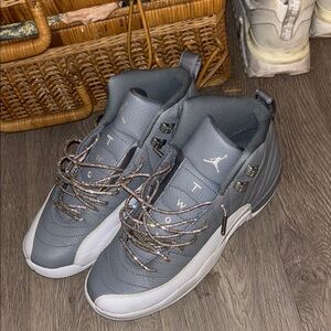 Jordan Retro Gray and White Sneakers